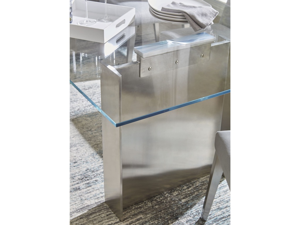 Omnia 84 inch Rectangular Dining Table Ultra Clear Glass and brushed Stainless Steel - image 2