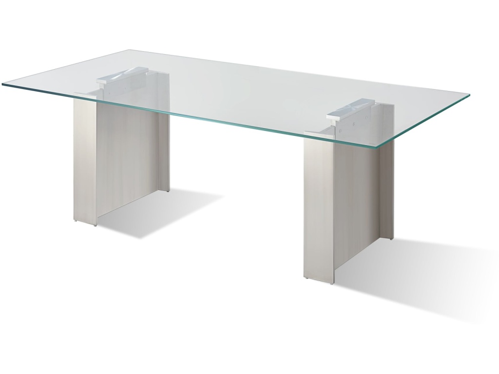 Omnia 84 inch Rectangular Dining Table Ultra Clear Glass and brushed Stainless Steel - image 3