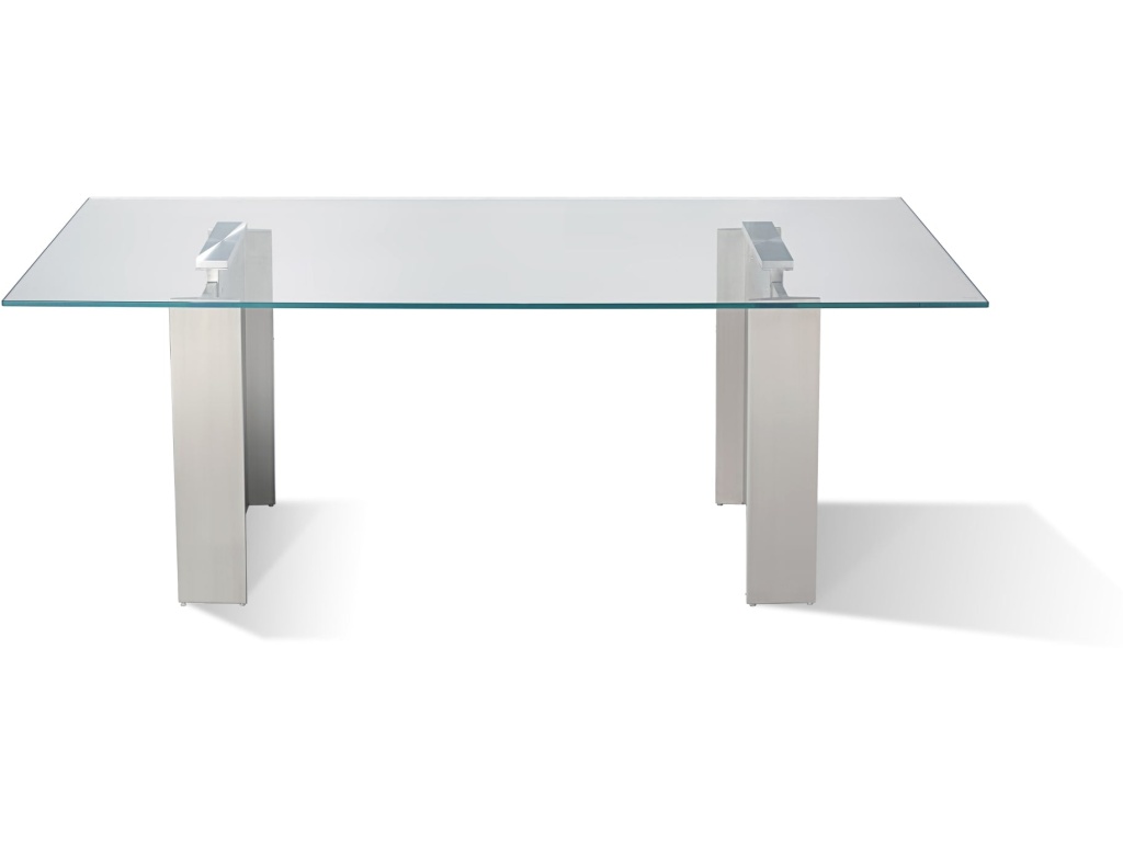 Omnia 84 inch Rectangular Dining Table Ultra Clear Glass and brushed Stainless Steel - image 4
