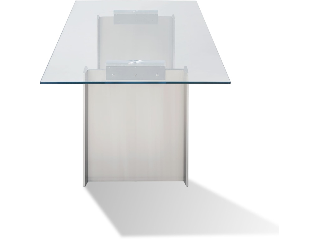 Omnia 84 inch Rectangular Dining Table Ultra Clear Glass and brushed Stainless Steel - image 5