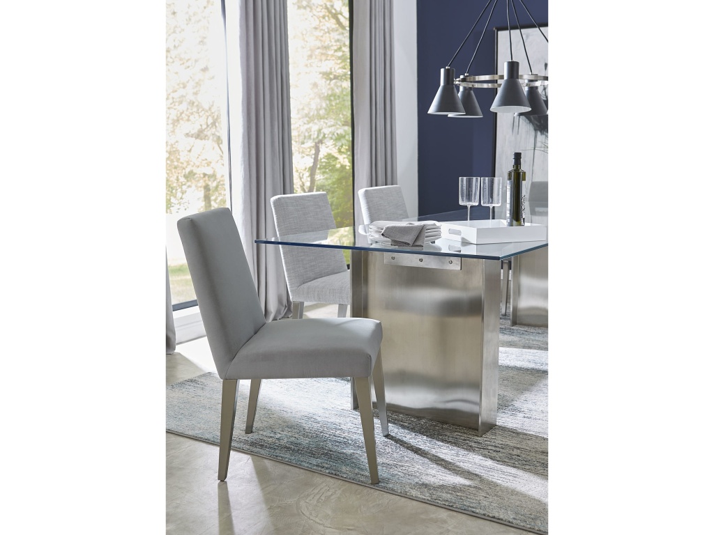 Omnia Dining Chair in Smoke Velvet and Brushed Stainless Steel - image 3