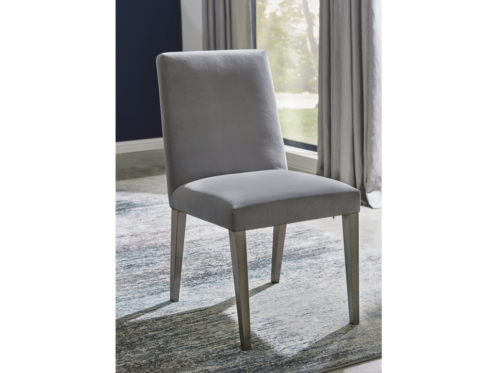 Omnia Dining Chair in Smoke Velvet and Brushed Stainless Steel - main image