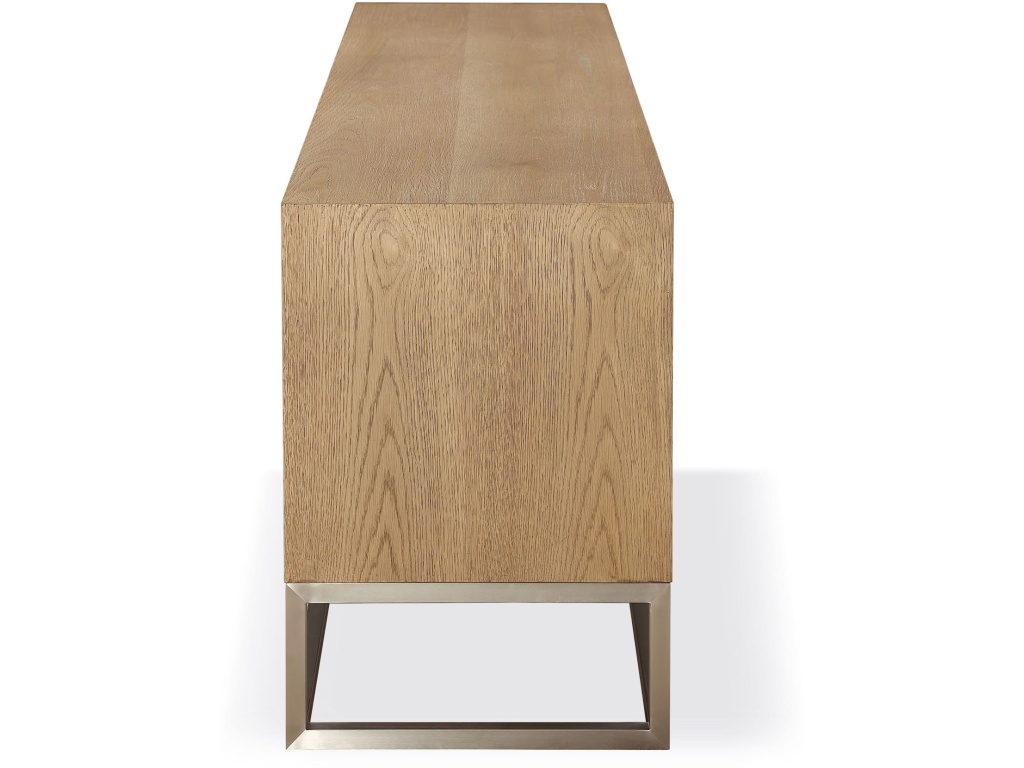 One Coastal Modern 74 inch TV Console in Brushed Stainless Steel and Bisque - image 3