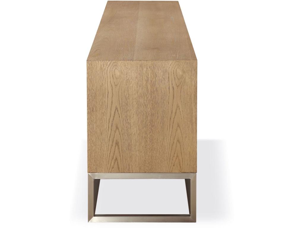 One Coastal Modern 84 inch TV Console in Brushed Stainless Steel and Bisque - image 3
