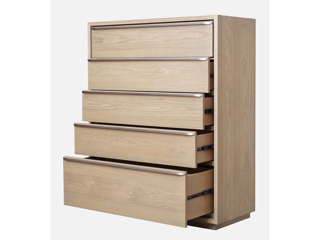 One Coastal Modern Five Drawer Chest in Bisque - image 1