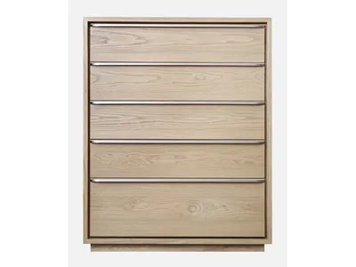 One Coastal Modern Five Drawer Chest in Bisque