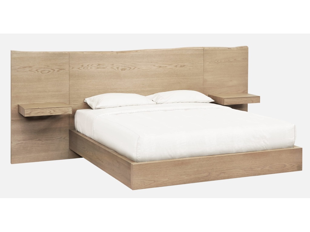 One Coastal Modern Live Edge Wall Bed with Floating Nightstands in Bisque - image 2