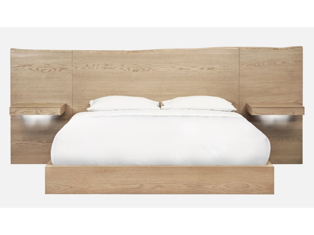 One Coastal Modern Live Edge Wall Bed with Floating Nightstands in Bisque - main image