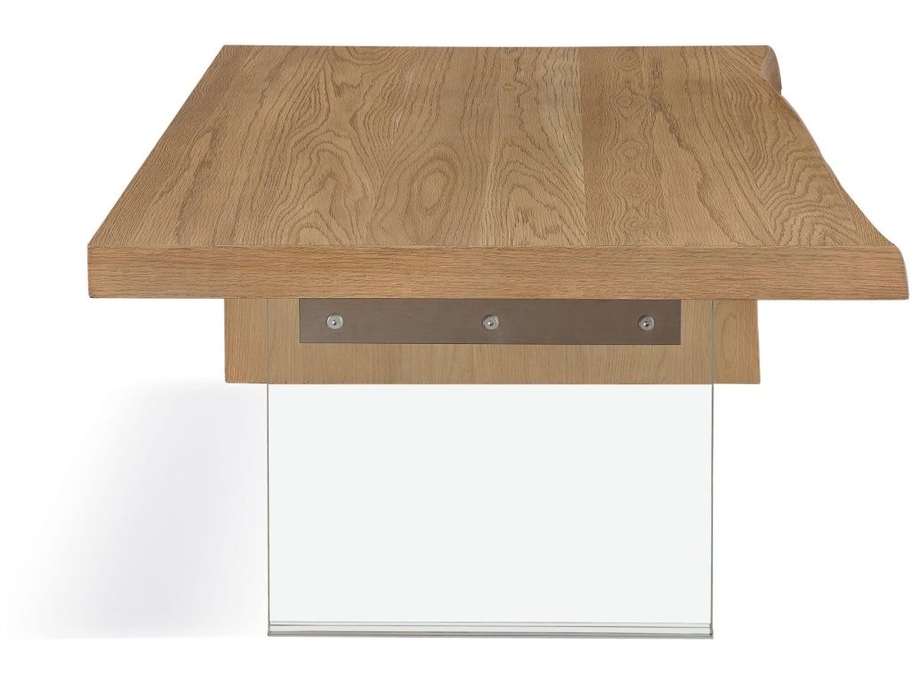 One Live-Edge White Oak and Glass Coffee Table in Bisque - image 1