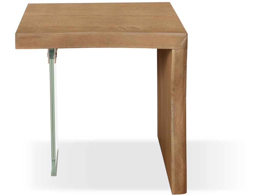 One Live-Edge White Oak and Glass End Table in Bisque - image 1