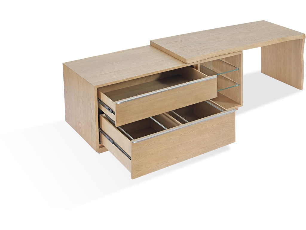 One Live Edge Edge Executive Desk in White Oak and Glass - image 2