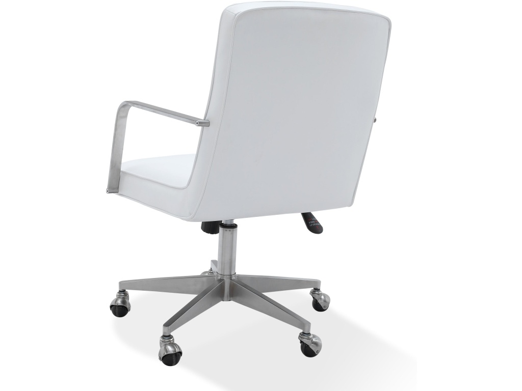 One Metal Frame Home Office Chair in Brushed Stainless Steel and White Leather - image 3