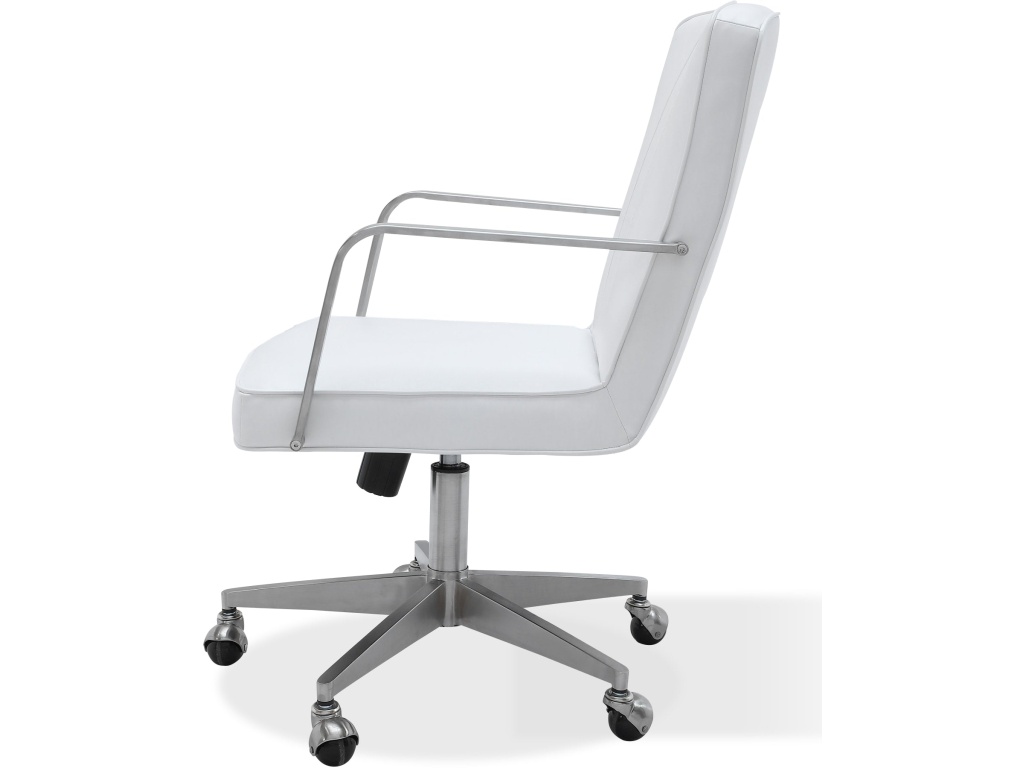 One Metal Frame Home Office Chair in Brushed Stainless Steel and White Leather - main image