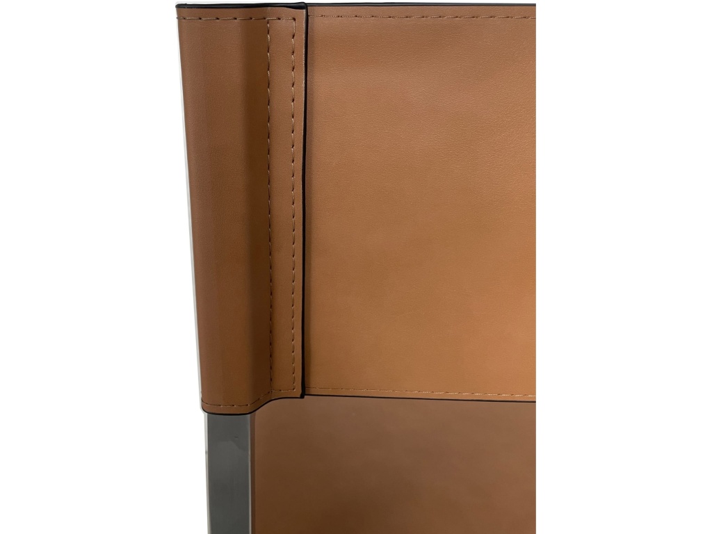 One Modern Coastal Director's Dining Arm Chair in Cognac and Brushed Stainless Steel - main image
