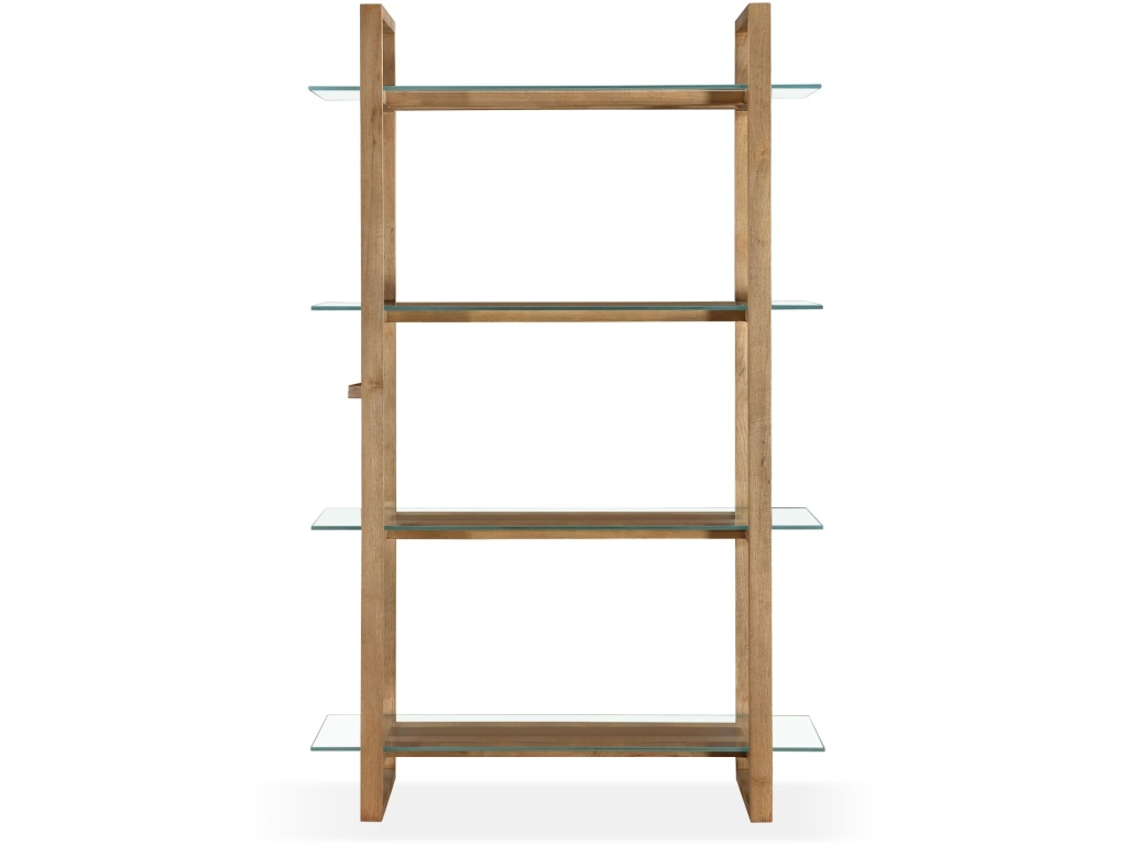One Modern Coastal Glass Shelf Bookcase in Solid Wood - image 1