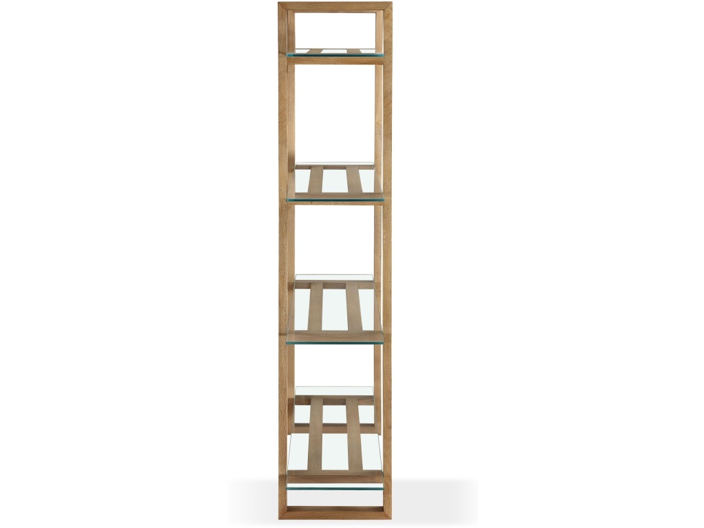 One Modern Coastal Glass Shelf Bookcase in Solid Wood - image 2