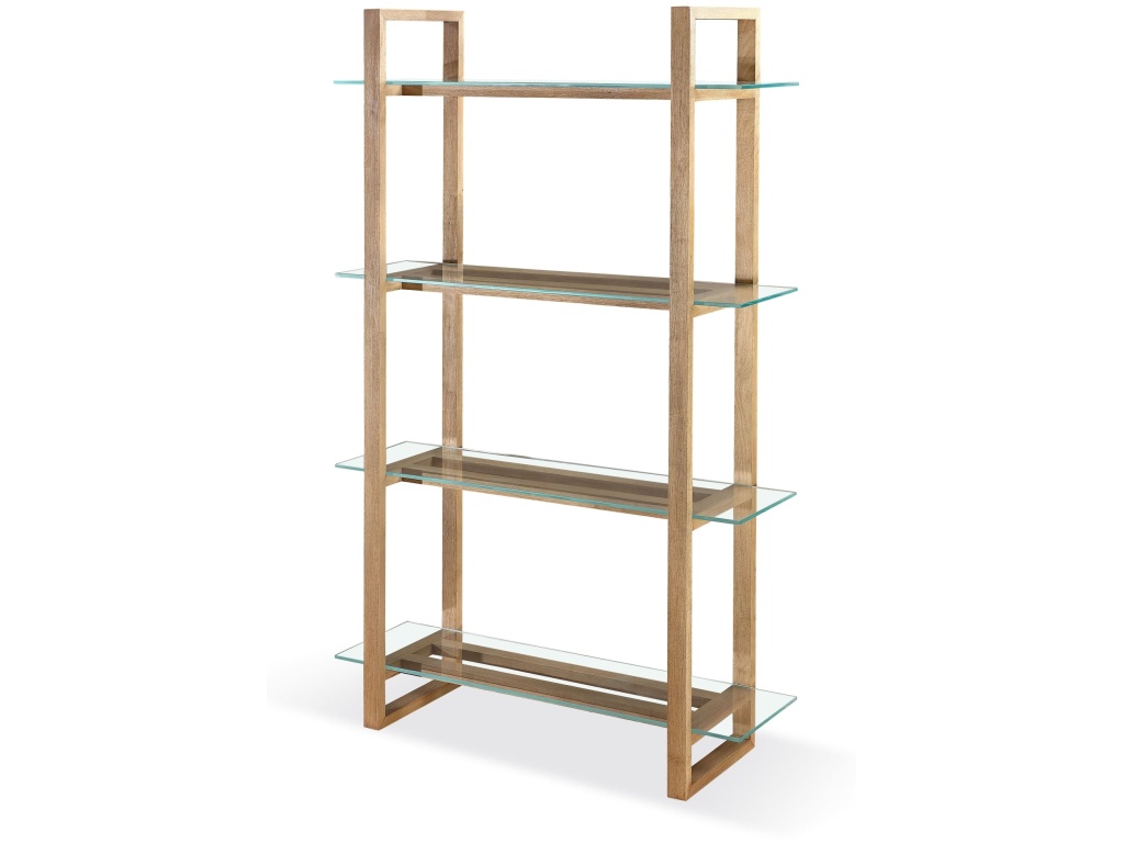 One Modern Coastal Glass Shelf Bookcase in Solid Wood - main image