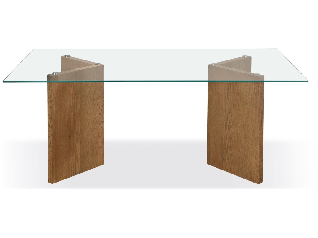 One Modern Coastal Glass Top Dining Table in White Oak - main image