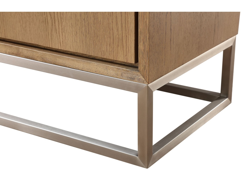 One Modern Coastal Metal Base Sideboard in White Oak and Brushed Stainless Steel - image 1
