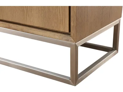One Modern Coastal Metal Base Sideboard in White Oak and Brushed Stainless Steel