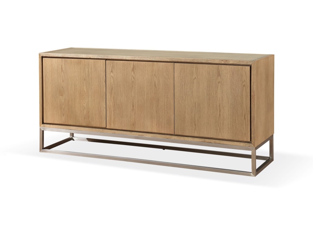One Modern Coastal Metal Base Sideboard in White Oak and Brushed Stainless Steel - image 2