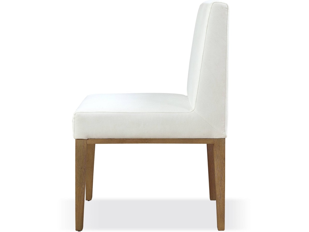 One Modern Coastal Upholstered Dining Side Chair in White Pearl and Bisque - image 1