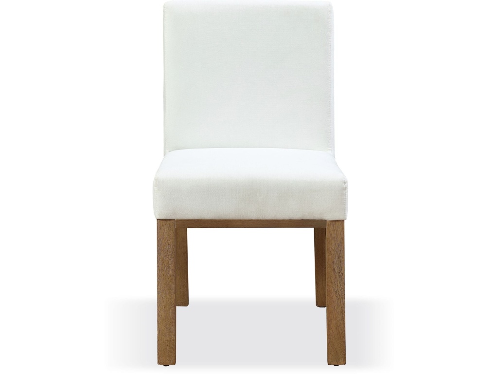One Modern Coastal Upholstered Dining Side Chair in White Pearl and Bisque - image 3