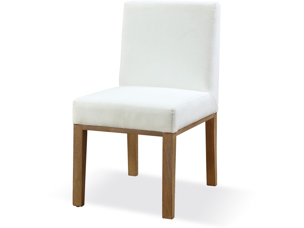 One Modern Coastal Upholstered Dining Side Chair in White Pearl and Bisque - main image