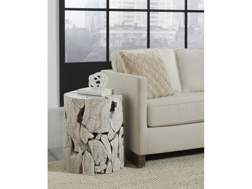 One Teak Slice Round End Table in Bleached Teak - image 1