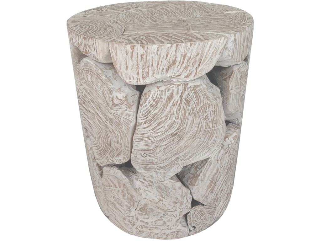 One Teak Slice Round End Table in Bleached Teak - image 2