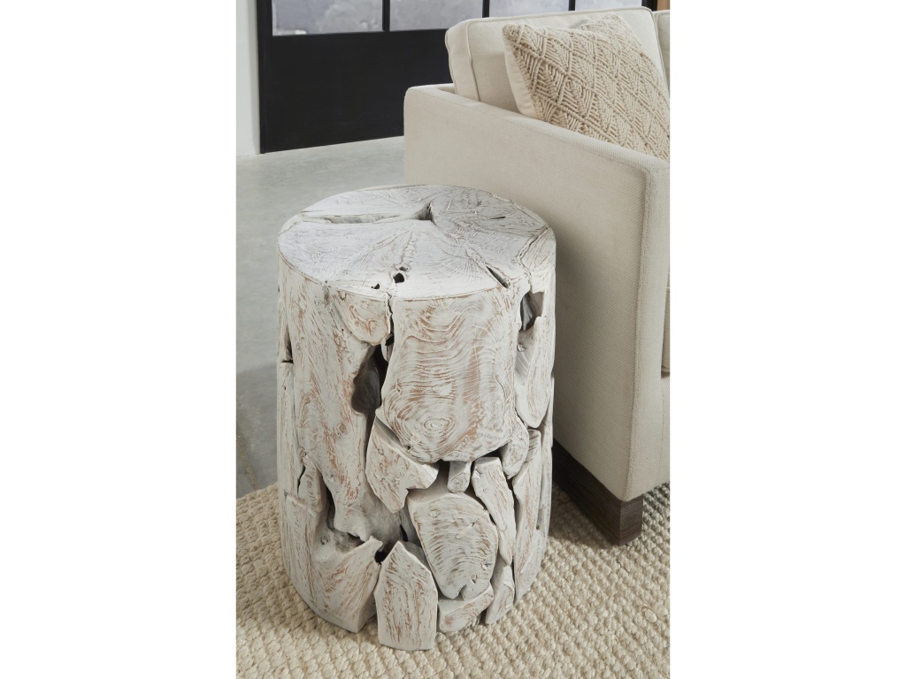 One Teak Slice Round End Table in Bleached Teak - main image