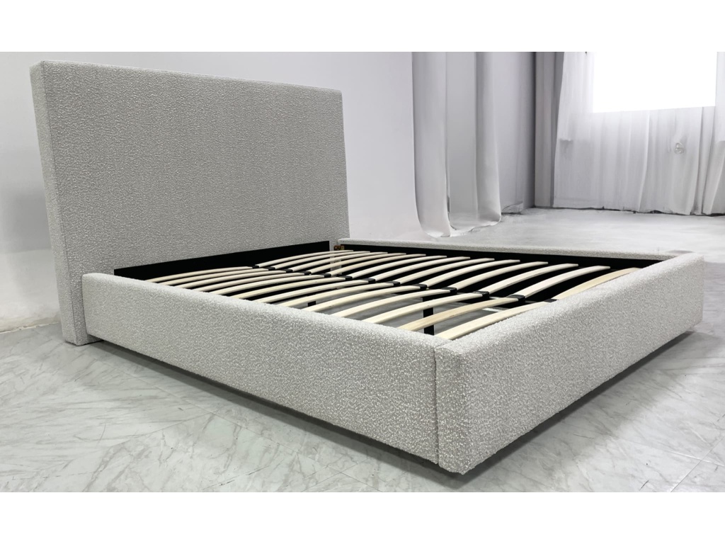 One Upholstered Modern Headboard in Cotton Ball Boucle - main image