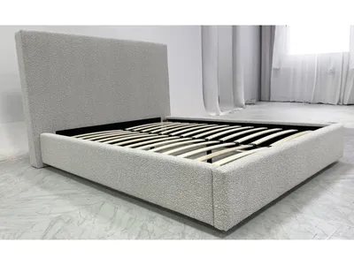 One Upholstered Modern Headboard in Cotton Ball Boucle