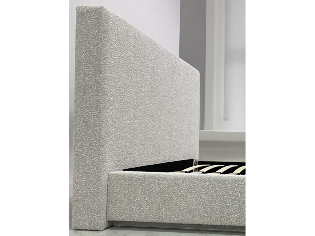 One Upholstered Modern Headboard in Cotton Ball Boucle - image 1