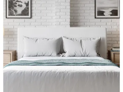 One Upholstered Modern Headboard in Pearl