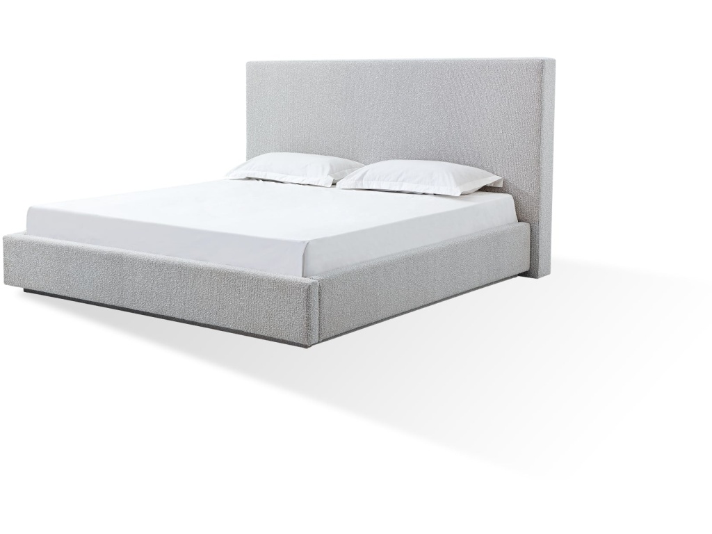 One Upholstered Platform Bed in Cotton Ball Boucle - image 1