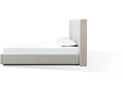 One Upholstered Platform Bed in Cotton Ball Boucle