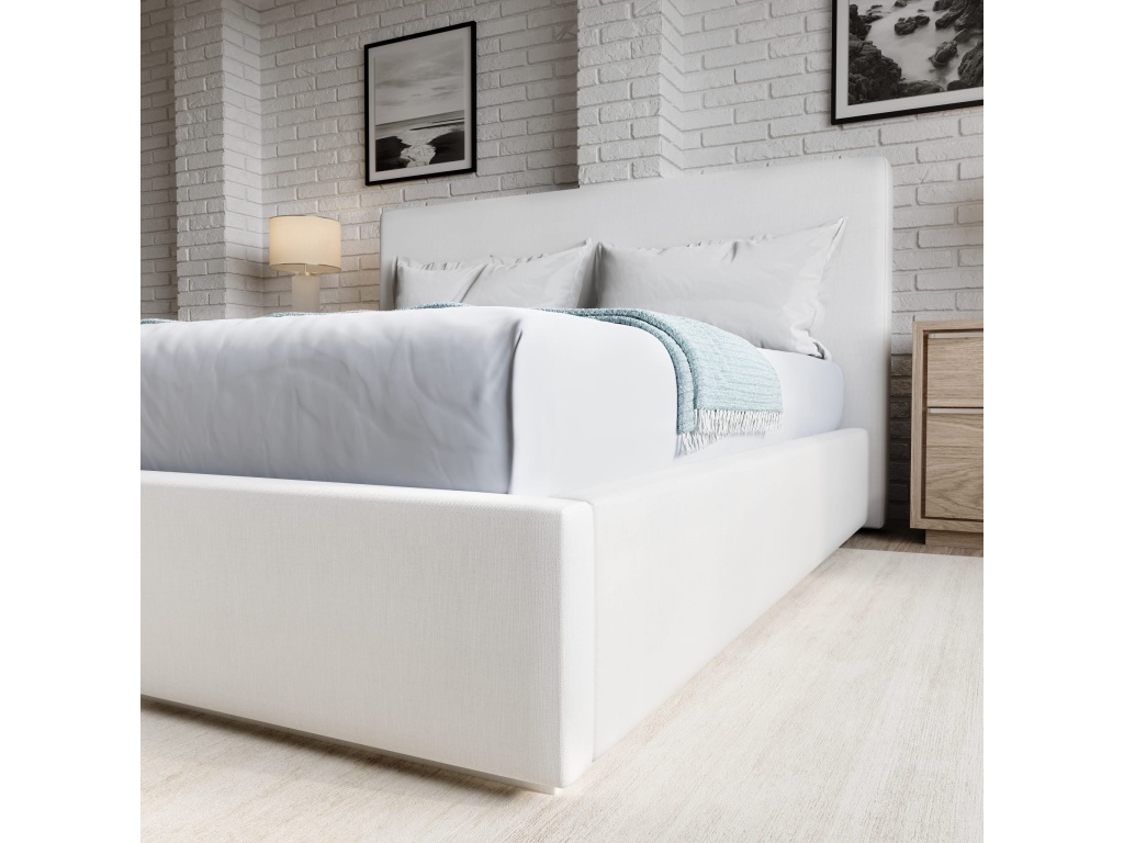 One Upholstered Platform Bed in Pearl - image 1