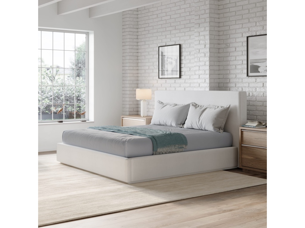 One Upholstered Platform Bed in Pearl - image 2