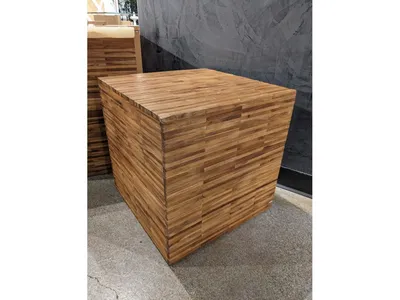 One Wood Tile Square End Table in Solid Teak