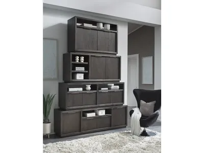 Oxford 64 inch Two Drawer Two Shelf Media Console in Basalt Grey