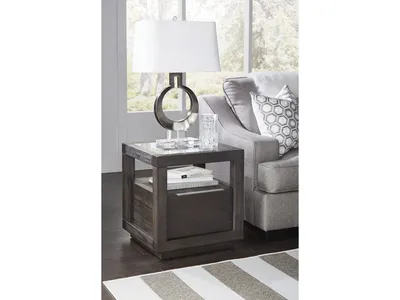 Oxford One Drawer End Table in Basalt Grey