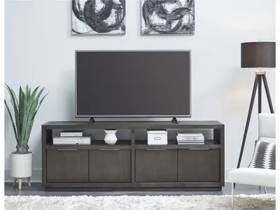 Oxford Solid Wood 74 inch Media Console in Basalt Grey