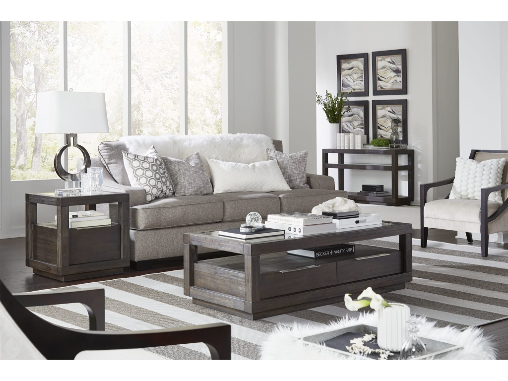 Oxford Two Drawer Rectangular Coffee Table in Basalt Grey - image 1
