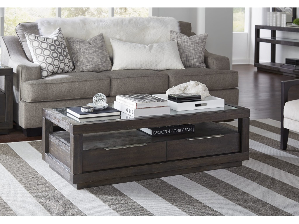 Oxford Two Drawer Rectangular Coffee Table in Basalt Grey - main image