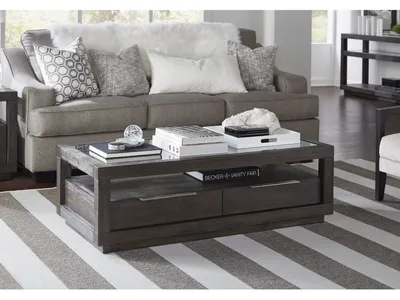 Oxford Two Drawer Rectangular Coffee Table in Basalt Grey