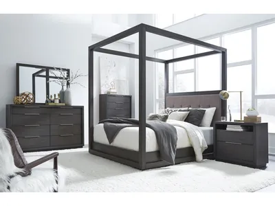 Oxford Upholstered Canopy Bed in Dolphin