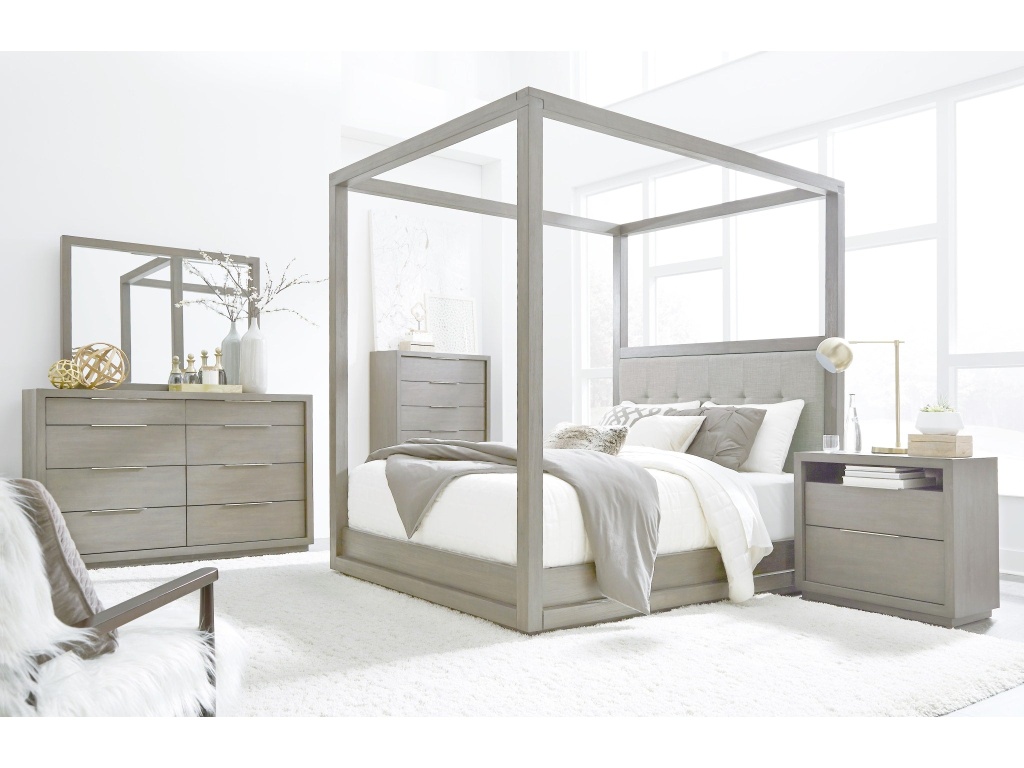 Oxford Upholstered Canopy Bed in Mineral - image 1