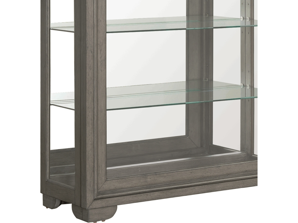 PFC Modern Wood Framed 5-Shelf Sliding Door Curio with LED Light - image 4