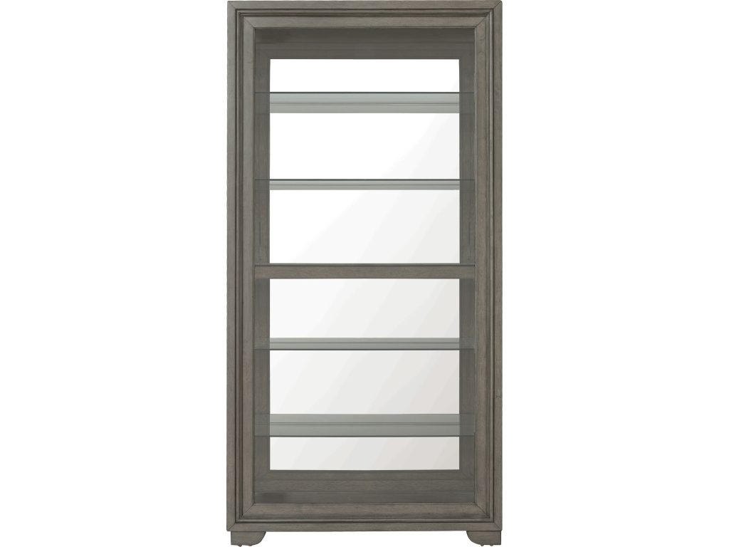 PFC Modern Wood Framed 5-Shelf Sliding Door Curio with LED Light - image 1